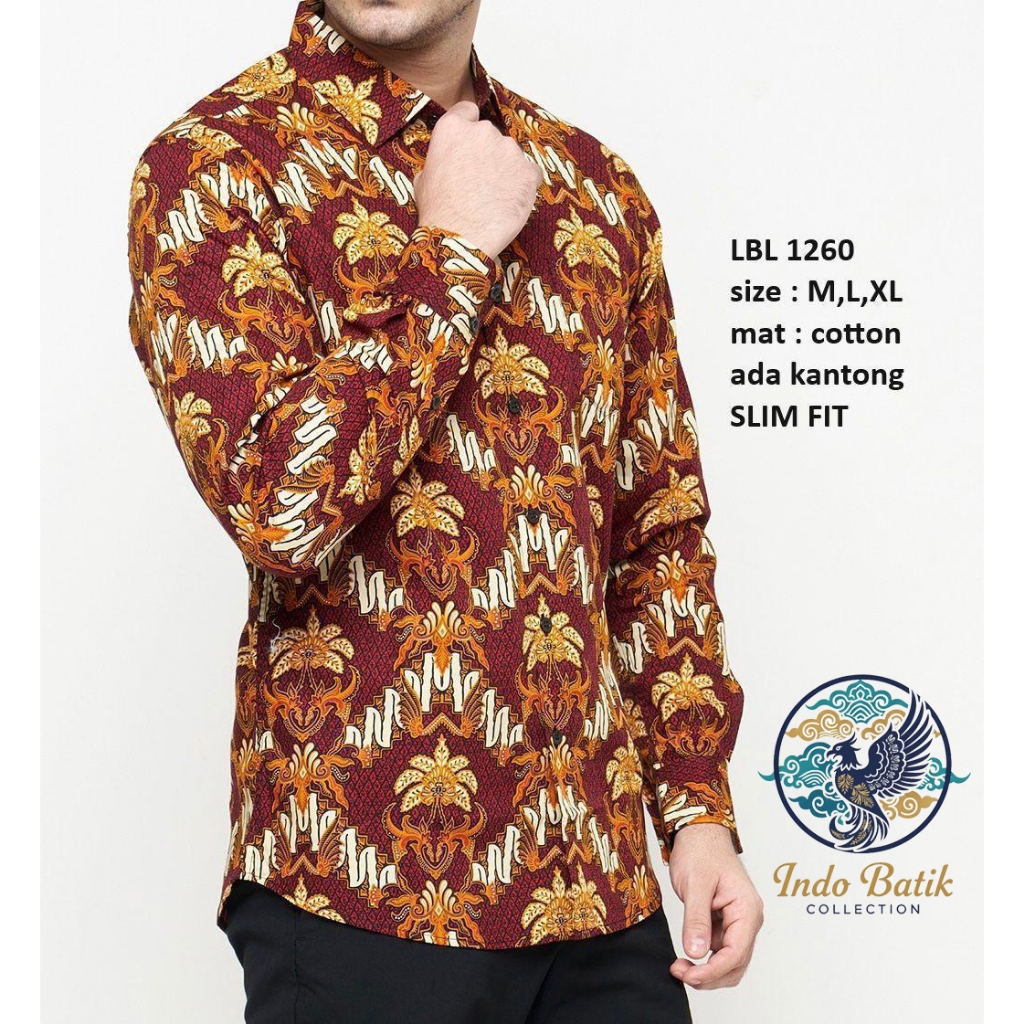 Kemeja Batik Pria SlimFit Luigi Batani - LBL 1260 Lengan Panjang
