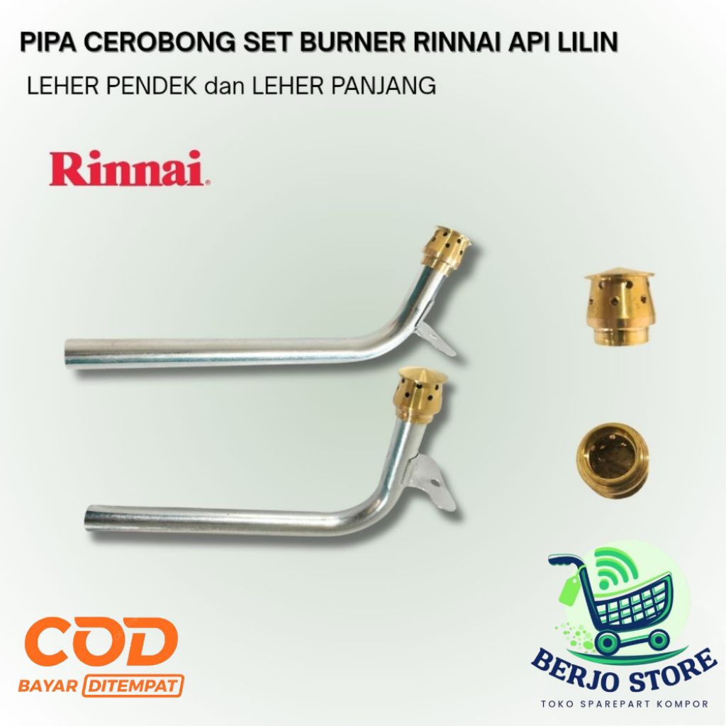 PIPA CEROBONG SET BURNER API LILIN RINNAI / 522 A, 602 A, 712 / KOMPOR GAS 2 TUNGKU