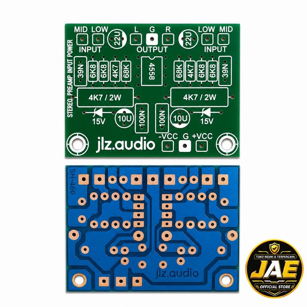 Owner JAE.....PCB Preamp Stereo Tone Control 4558 Pengubah Karakter Driver Power Amplifier Jadi Low,