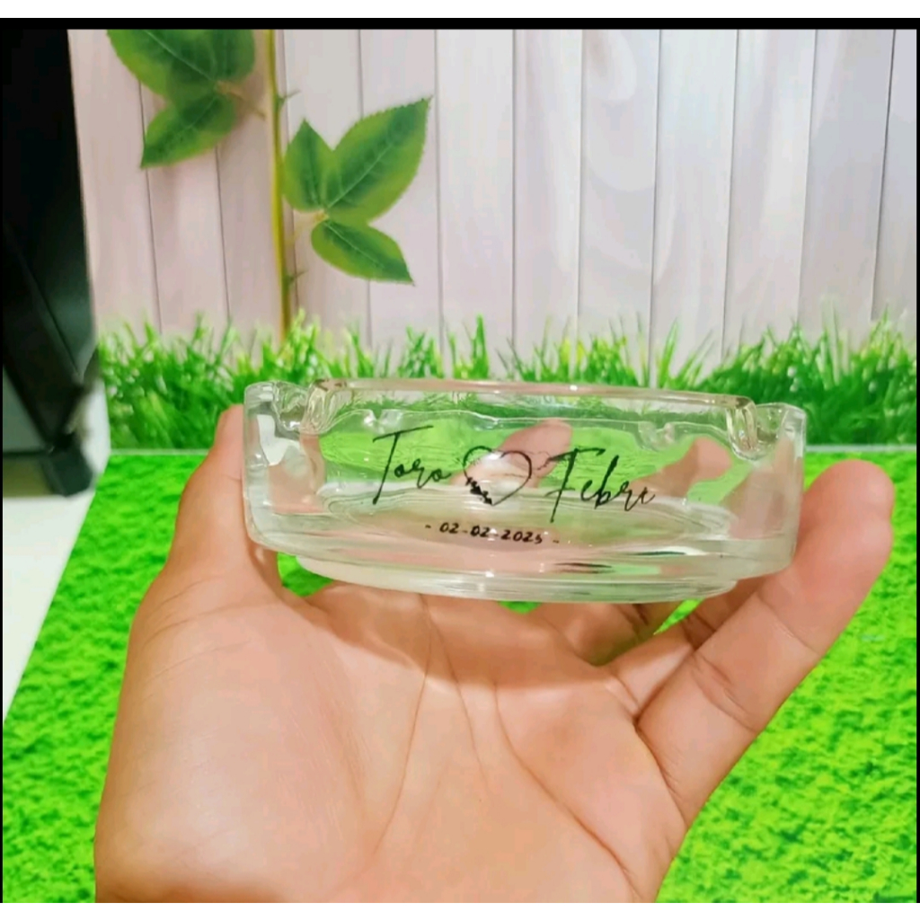 Free Cetak Nama Asbak bening kaca Kemasan plastik