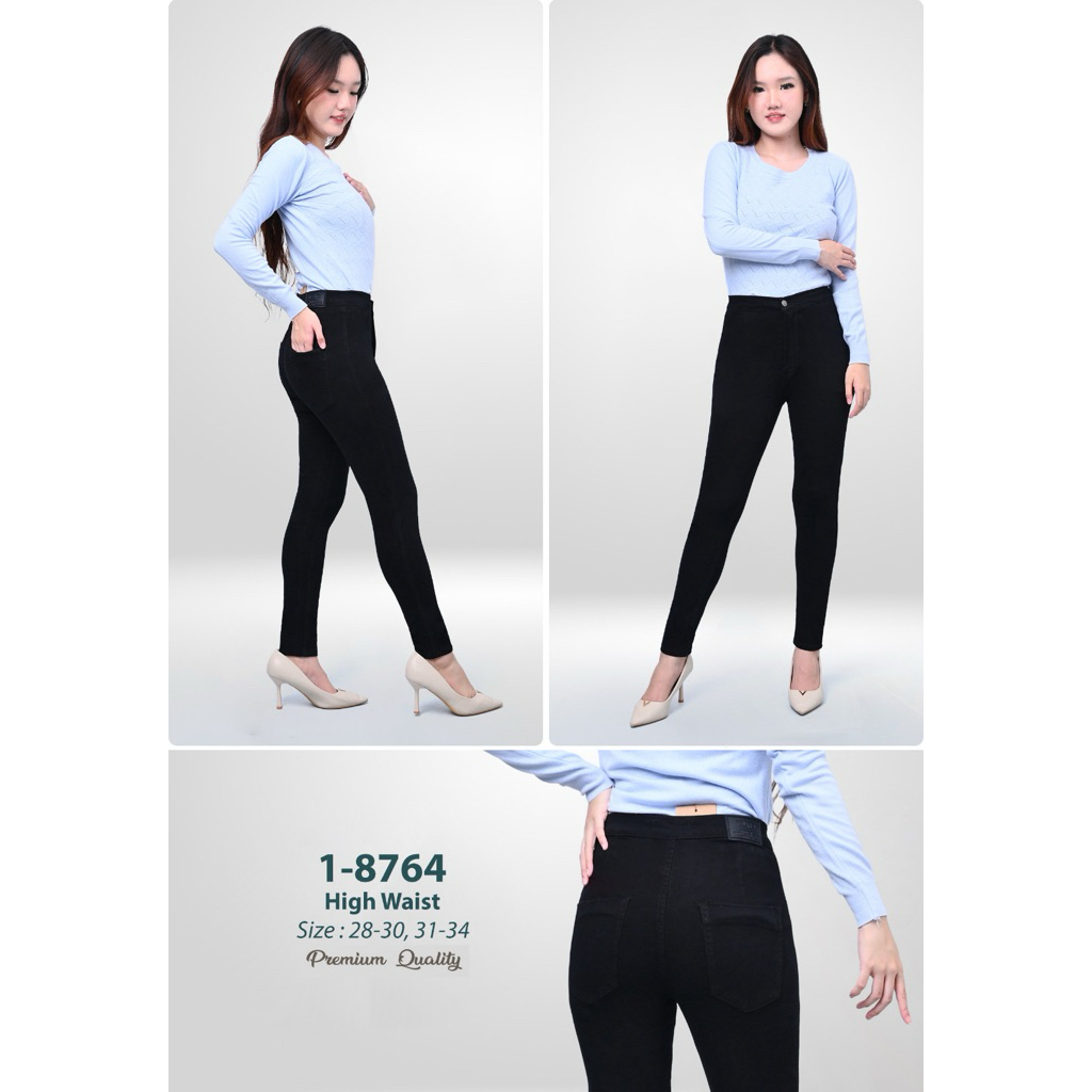 CELANA PENSIL HW SAKU DEPAN BAHAN SOFTJEANS STRETCH MISS 2000 IMPORT QUALITY