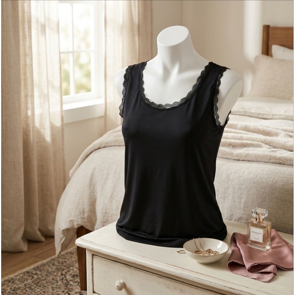 Kaos dalam wanita Tanktop renda