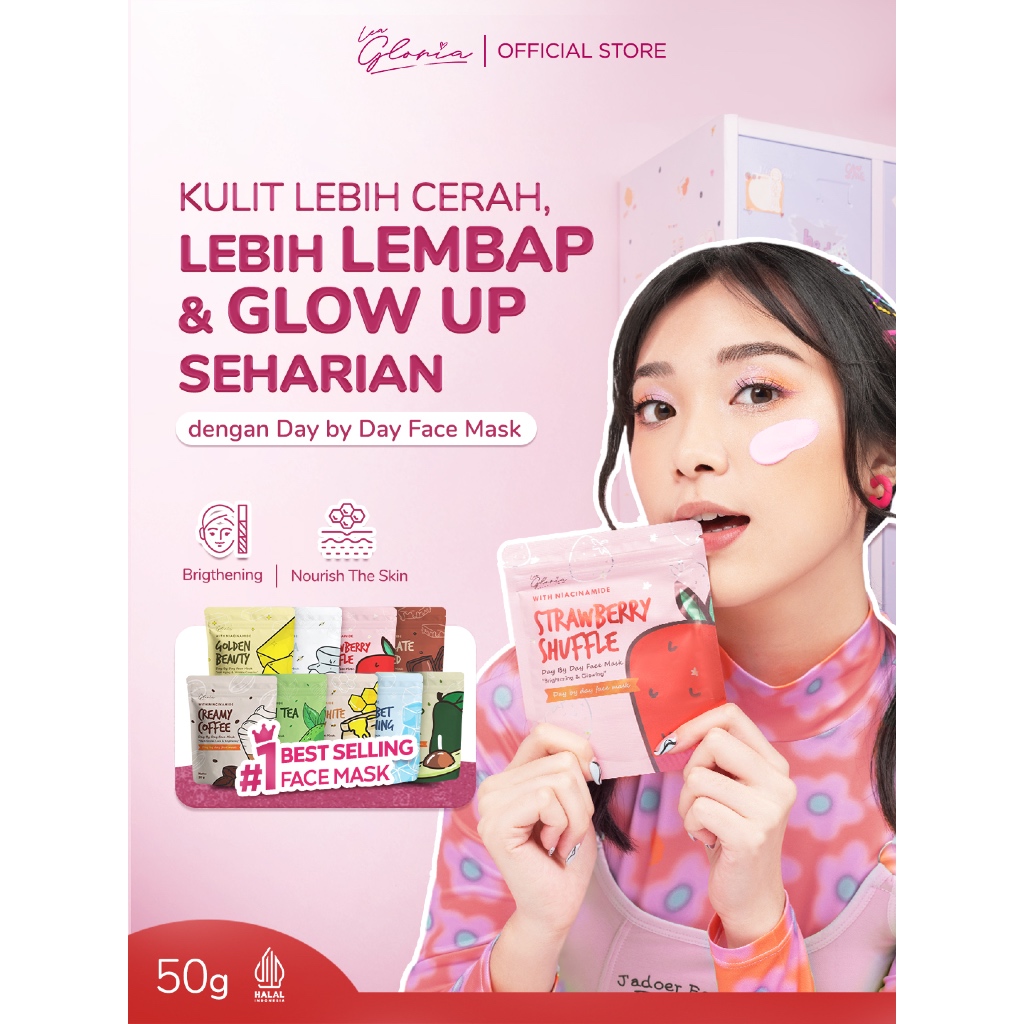 Lea Gloria - Day by Day Face Mask - Masker Bubuk - Masker Viral Size 50 GR - Mencerahkan Melembabkan