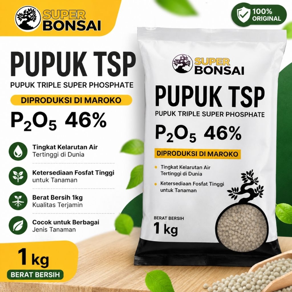Pupuk phospat larut 100% TSP SUPER BONSAI  Fosfat 46% -1KG