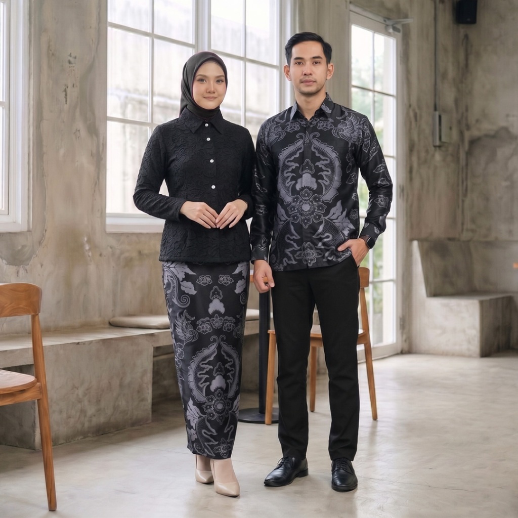 BCT Batik - Kebaya Sarimbit Keluarga Setelan Kebaya Yudhistira Couple Janggan Fukuro 3D Katun Batik 