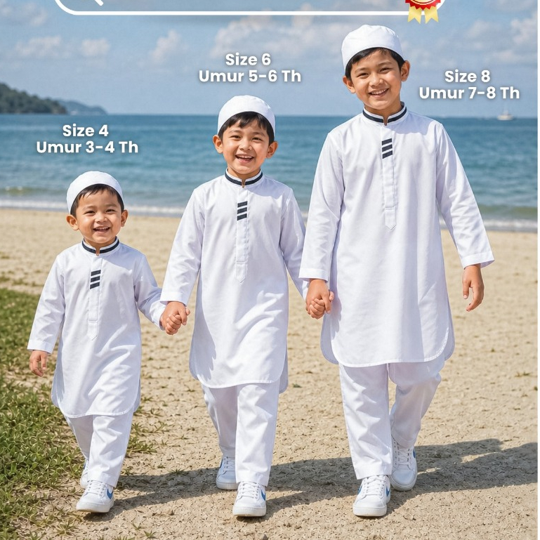Baju Koko Kurta Anak Laki Laki Lengan Panjang SUPREME Pasha