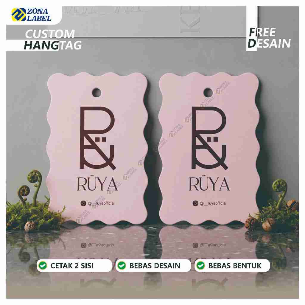 ( FREE DESAIN )Hang Tag Baju / Label Harga hijab / Hang Tag Tebal / Hangtag Baju Kaos Distro