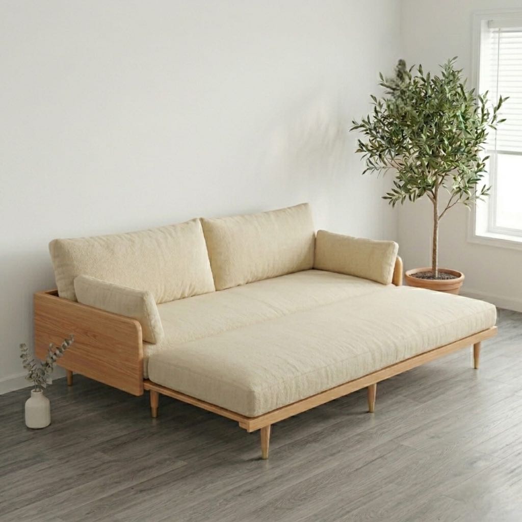 Daybed Sofa/Sofa Bed Lipat Multifungsi 2 in 1/ Sofa Bed minimalis kayu jati/ Sofa bed tropis minimal