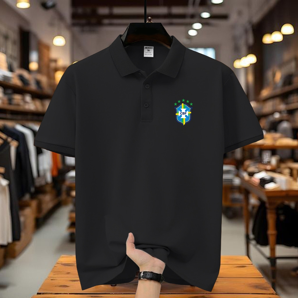 COD T-shrit Polo Bola Word Cup Brasil kerah Kaos Kerah Dewasa Shirt / Kaos Brazil Wangki Polo Unisex
