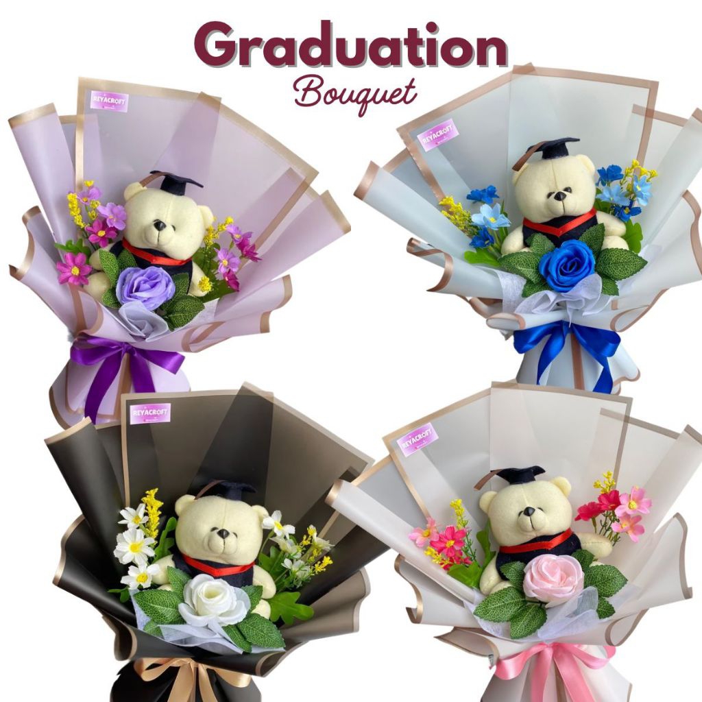 REYACRAFT Buket bunga wisuda | Buket wisuda boneka bunga | Boneka Bear | Graduation Bouquet | Buket 