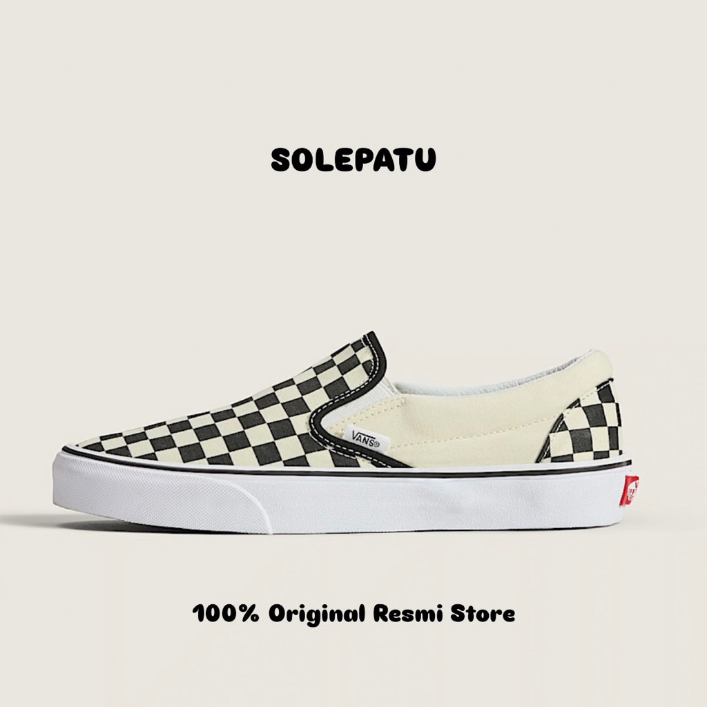 Vans Classic Slip On Checkerboard Black white Original Resmi