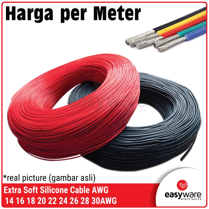 KABEL EXTRA SOFT SILICON AWG HIGH TEMPERATURE KABEL AWG LENTUR 14AWG - 30AWG AWG 14 16 18 20 22 24 2