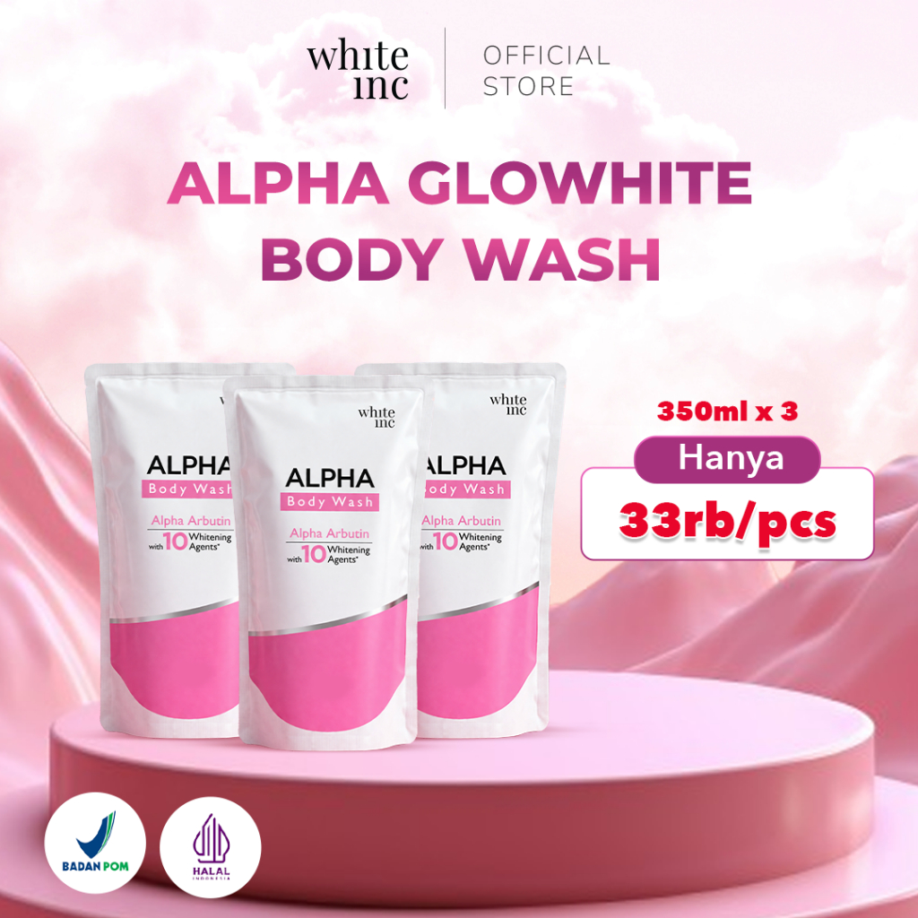[BUNDLING] White Inc Alpha Glowhite Refill Pouch Body Wash 350ml | Sabun Pencerah dengan Aroma Wangi Mewah & Tahan Lama BPOM Halal Official Store