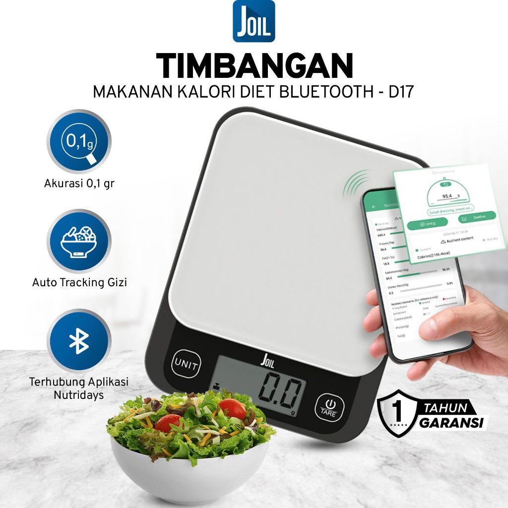 Joil Timbangan Kalori Diet Digital Food Scale Bluetooth Connect D17