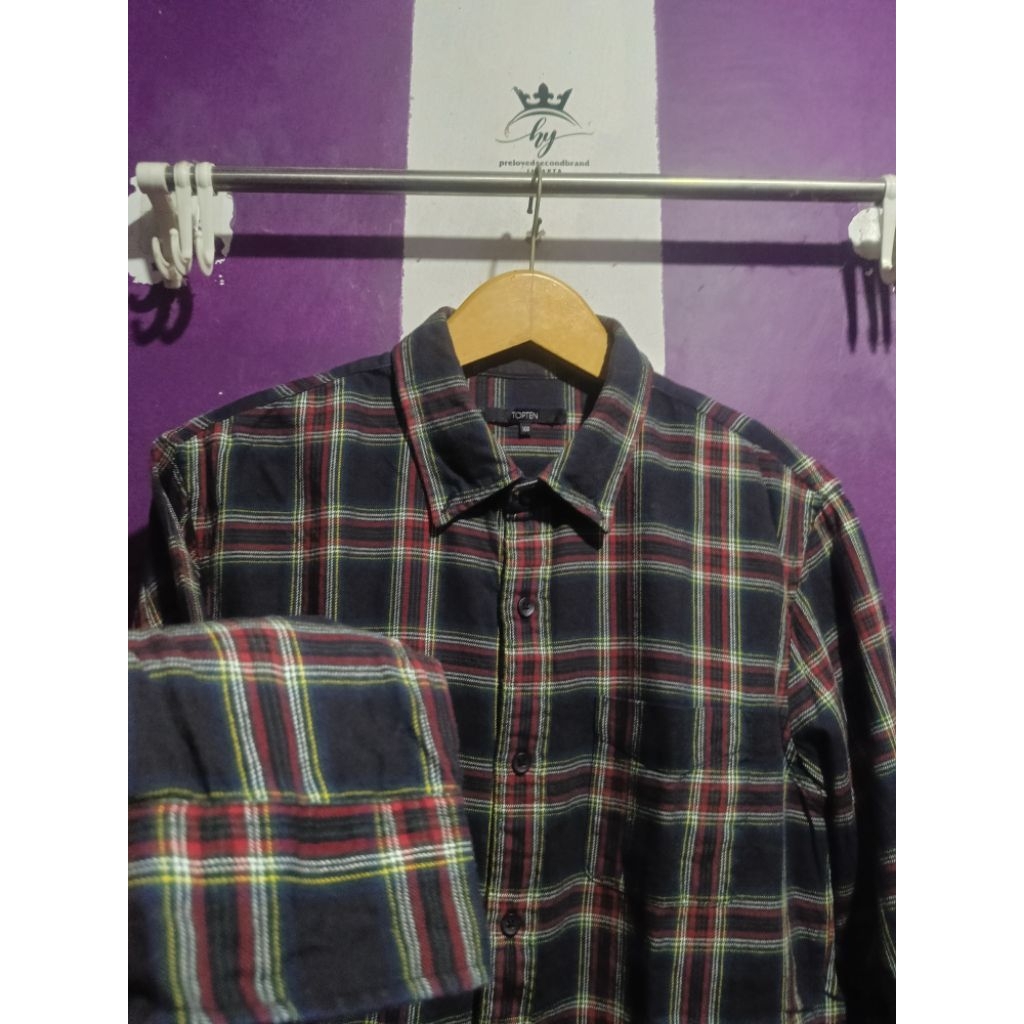 kemeja unisex l flanel TOPTEN original second