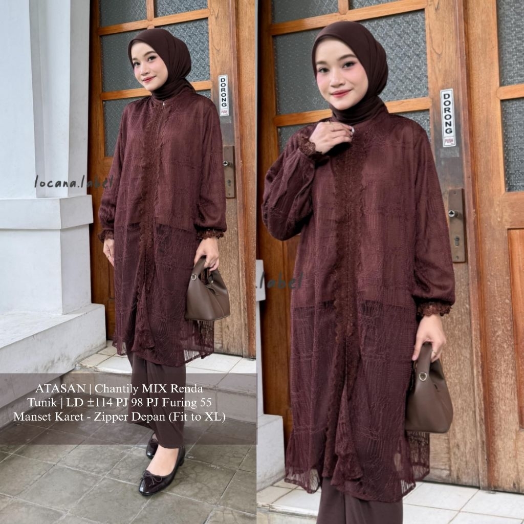 Aluna Tunik LOCANA Chantili Mahogany Locana LCN Solo