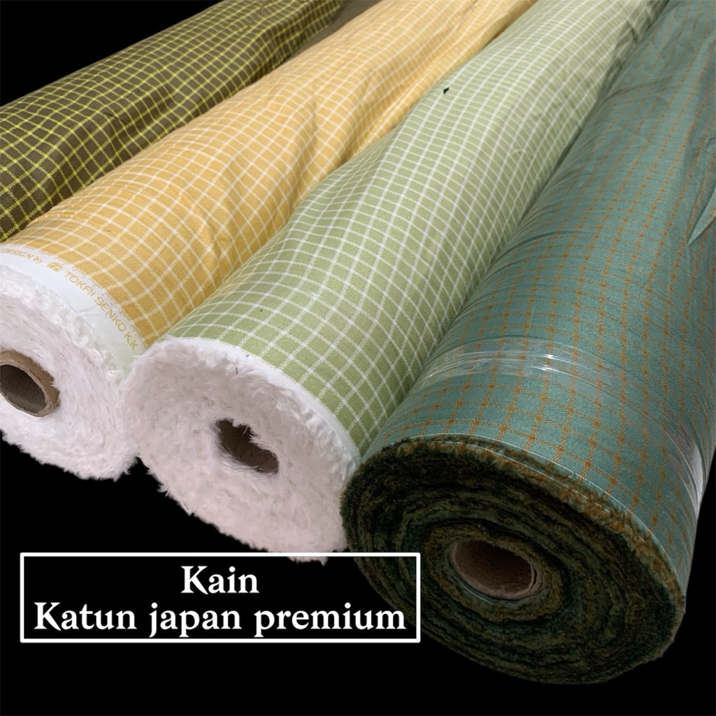 bahan kain katun japan premium motif kotak kotak/ katun jepang /katun tokay meteran