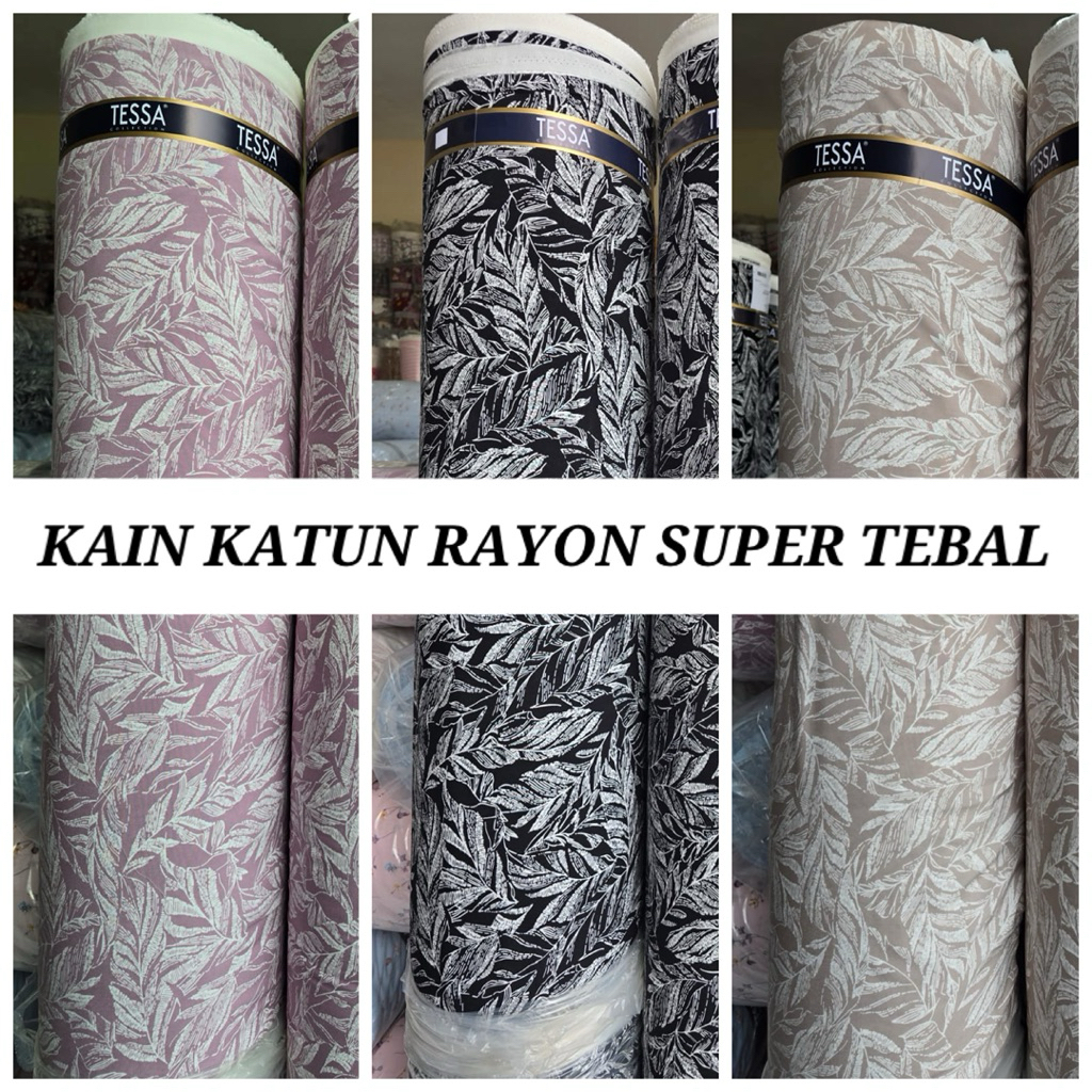 bahan kain katun rayon motif daun/rayon motif terbaru/rayon viscose(harga tertera 50cm)