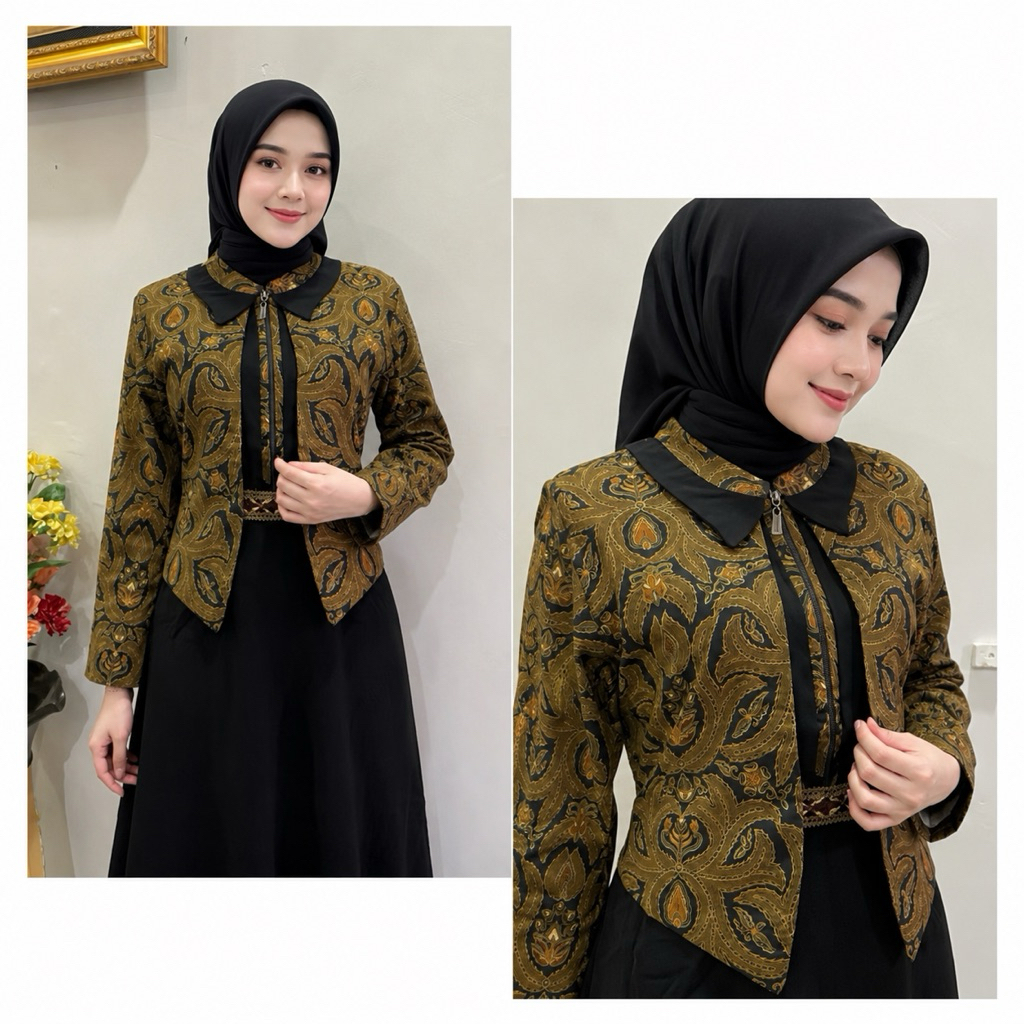 Gamis Batik Rompi / Gamis Bolero Batik / Blezer Batik