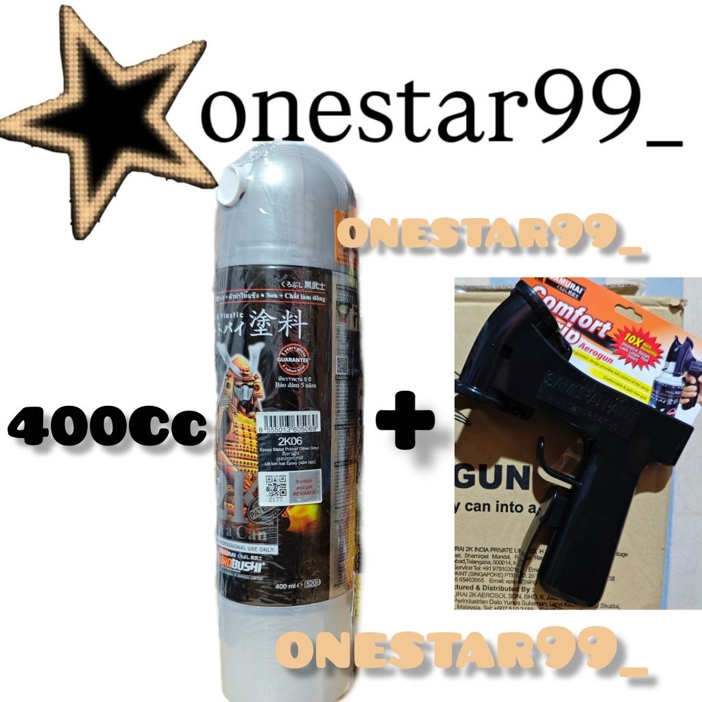 Pilok Pylox Cat Samurai 2K06 Epoxy Metal Primer Silver Grey Bonus Free Spray Gun Glossy Mengkilap Bu