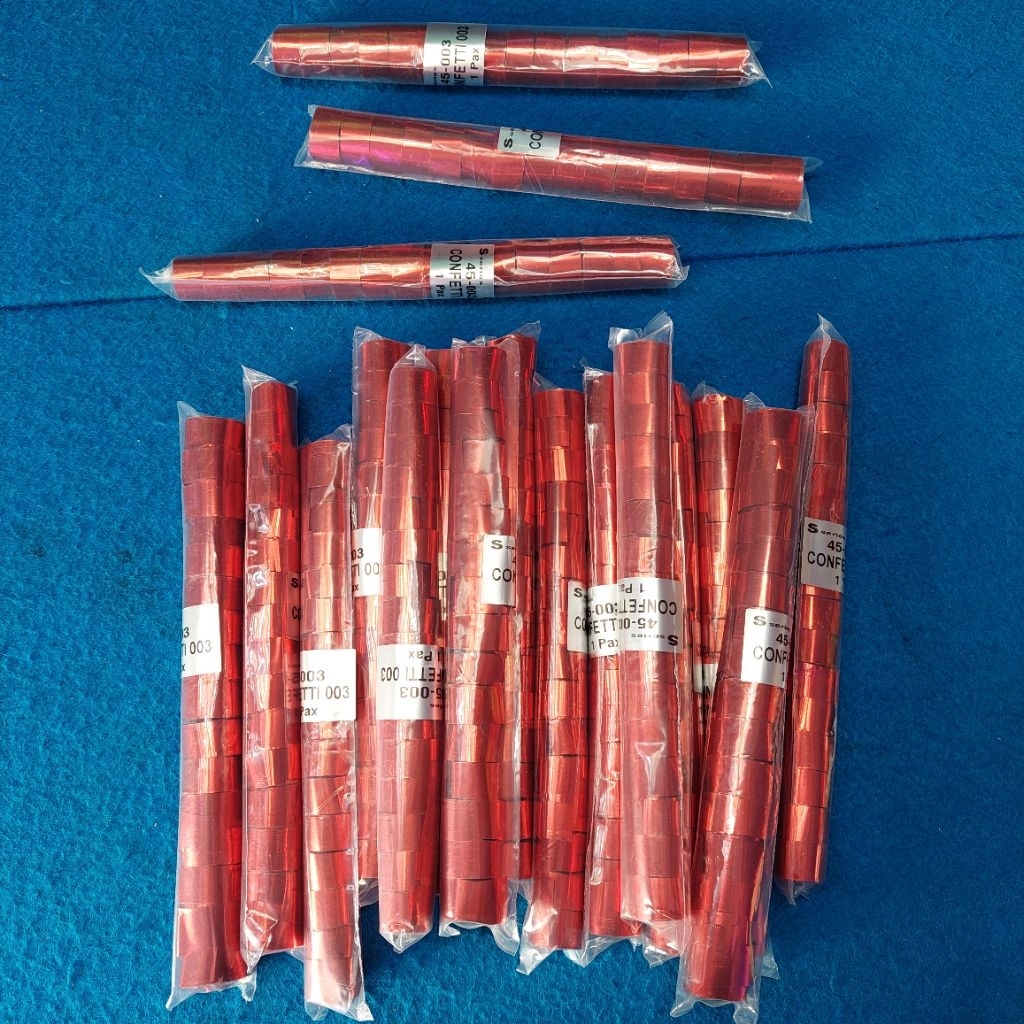 confetti paper stremer metalic red 003