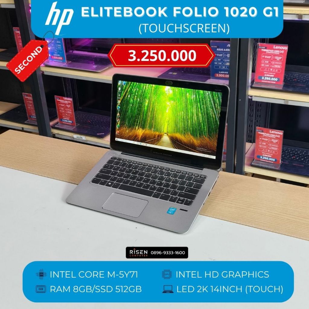 HP ELITEBOOK FOLIO 1020 G1 TOUCHSCREEN Intel Core M-5Y71 RAM 8GB SSD 512GB 2K 14inch Notebook Second