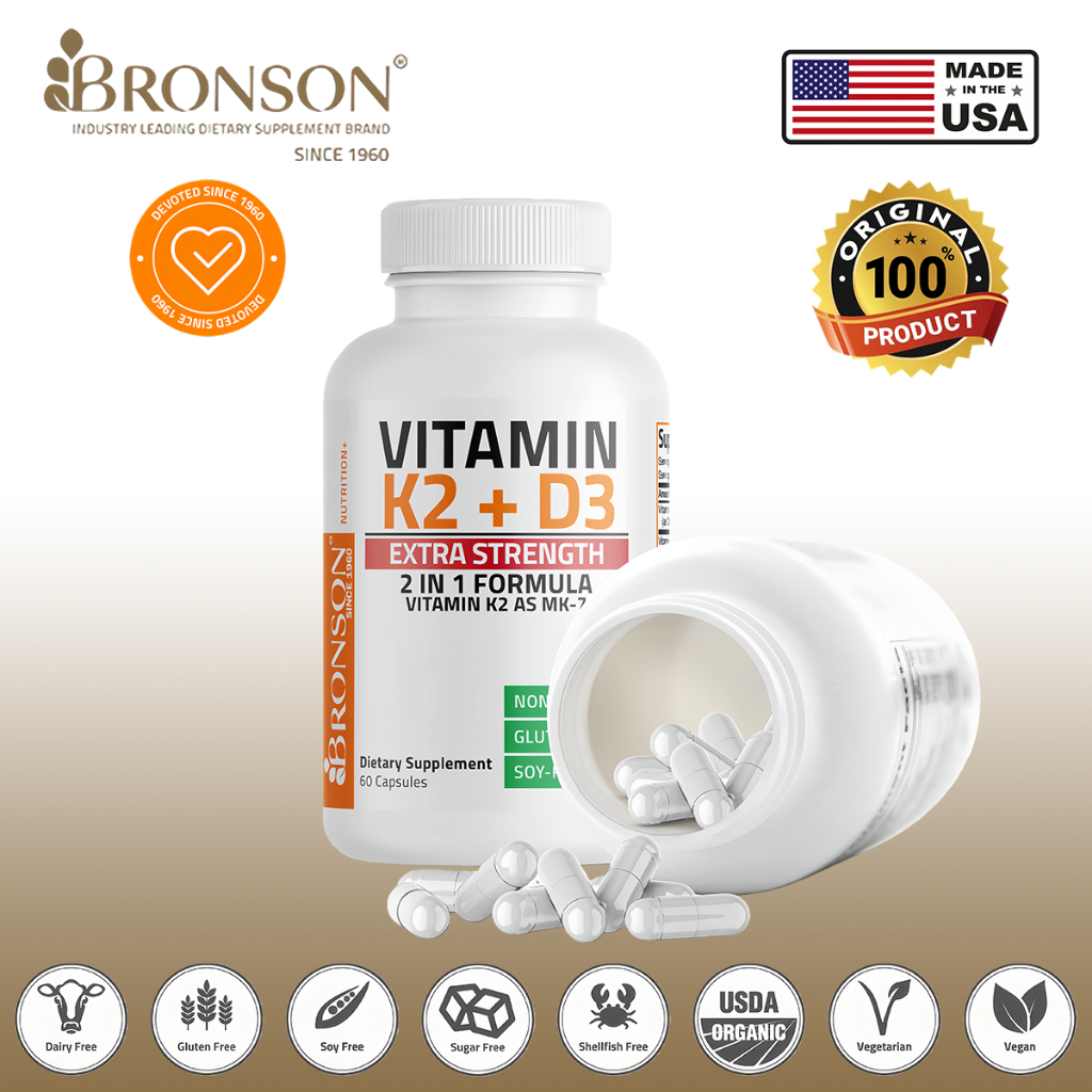 100%Original Bronson Vitamin D3 K2 5000 iu / Vitamin D3 K2 10000 iu