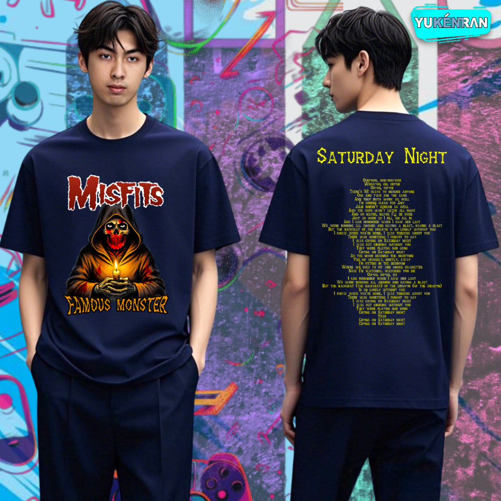 KAOS DISTRO BAND METAL CASUAL MISFITS FAMOUS MONSTER SATURDAY NIGHT DESIGN TRENDY COTTON COMBAD