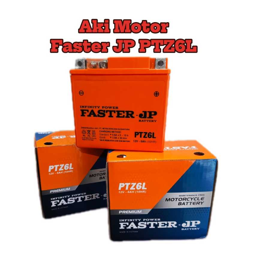 AKI Motor Faster PTZ6L 6AH AKI kering Untuk motor Yamaha Fazzio