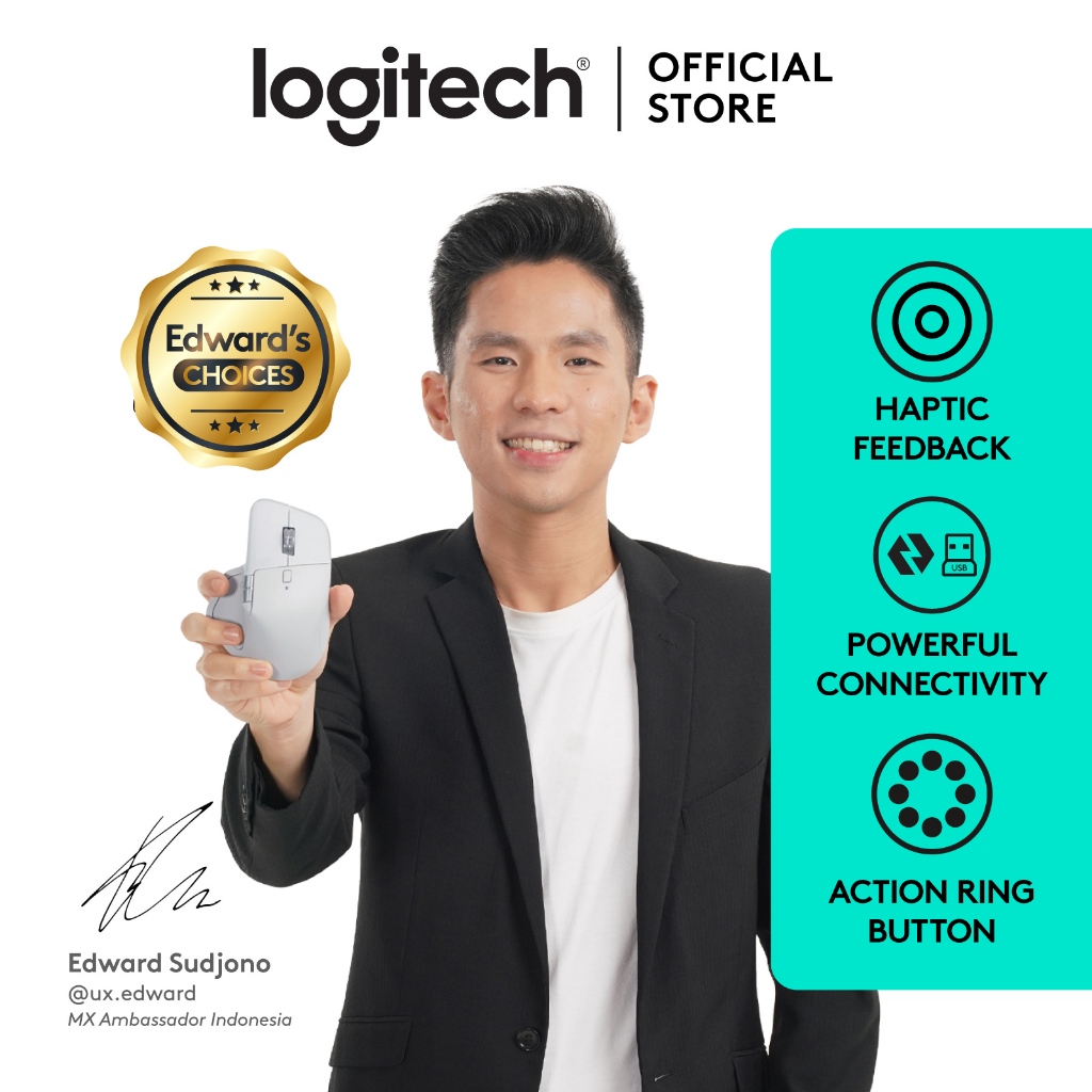 Logitech MX Master 4 - FOR MAC, Mouse Wireless Ergonomis dengan Feedback Haptik Berkinerja Tinggi, S