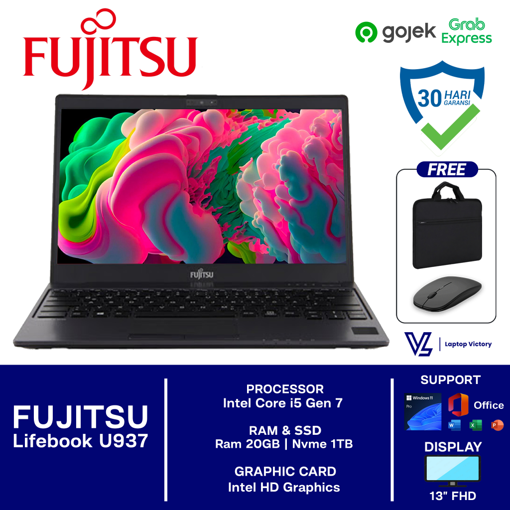 Laptop Desain Fujitsu U937 U938 U939 U9310 | Intel Core i5 | Layar 13 Inch | Harga Murah Bergaransi