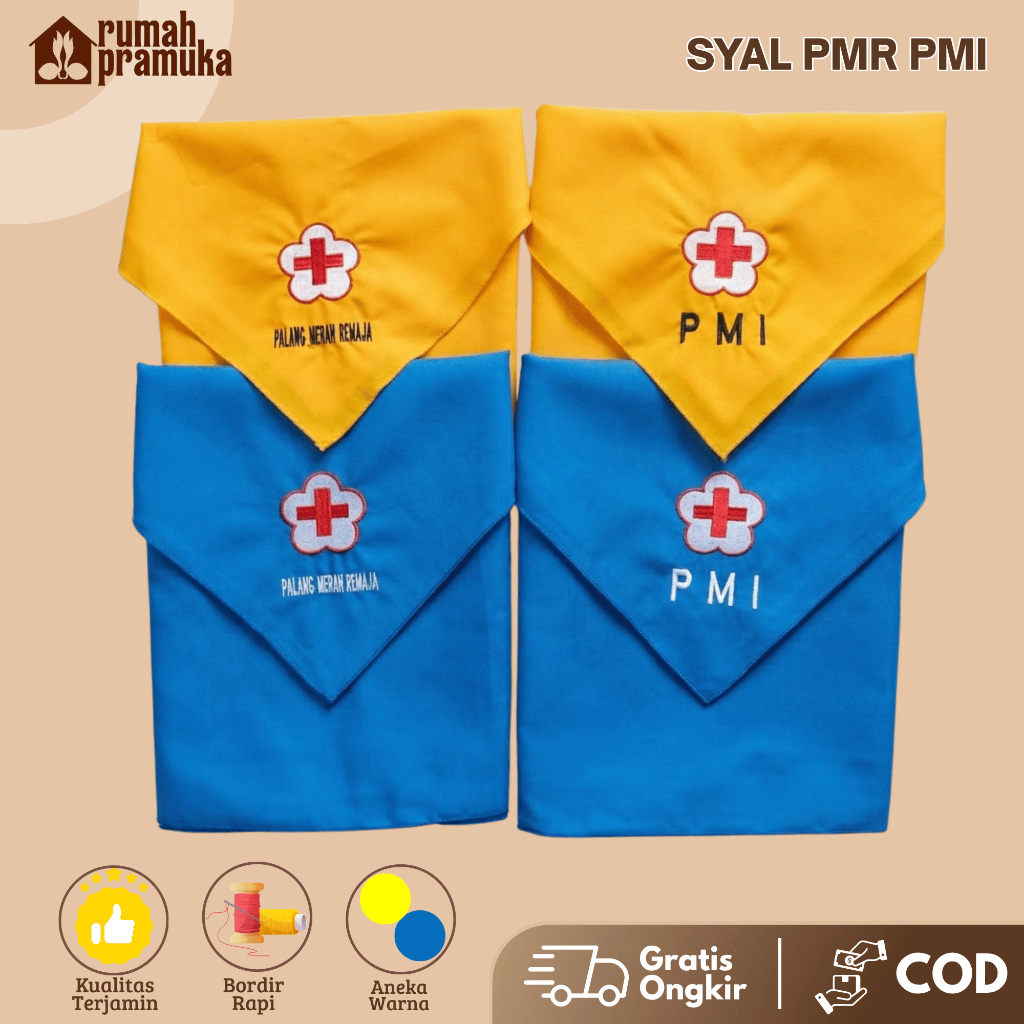 (COD) Syal PMR & PMI BORDIR Madya Wira SCRAF PMR PMI SD SMP MA Sablon Bordir