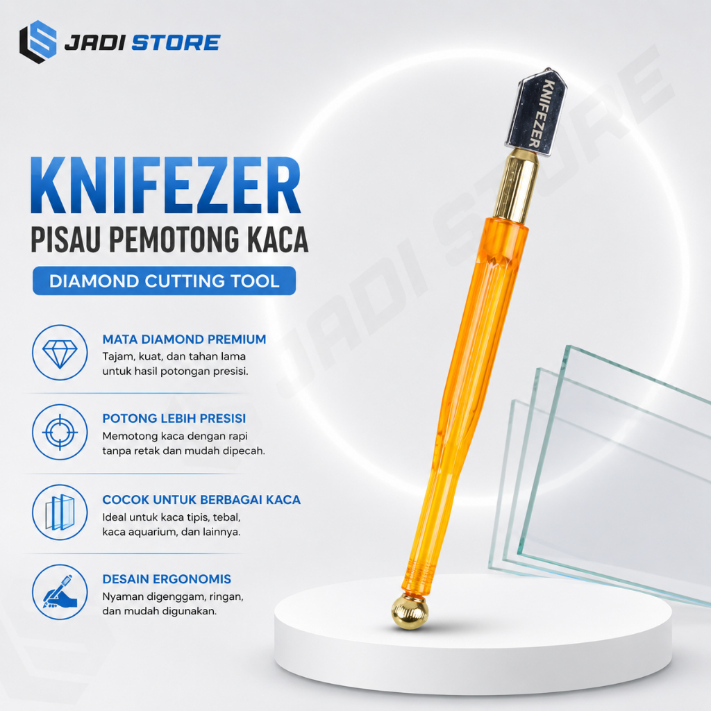 KNIFEZER Pisau Pemotong Kaca Glass Cutter Diamond Cutting Tool - L9 Alat Potong Kaca Aquarium Origin