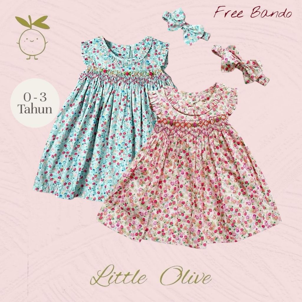 Little Olive - Jamie Dress | 0-2 Tahun | Dress Anak Newborn |Baju Bayi Motif Bunga | Premium