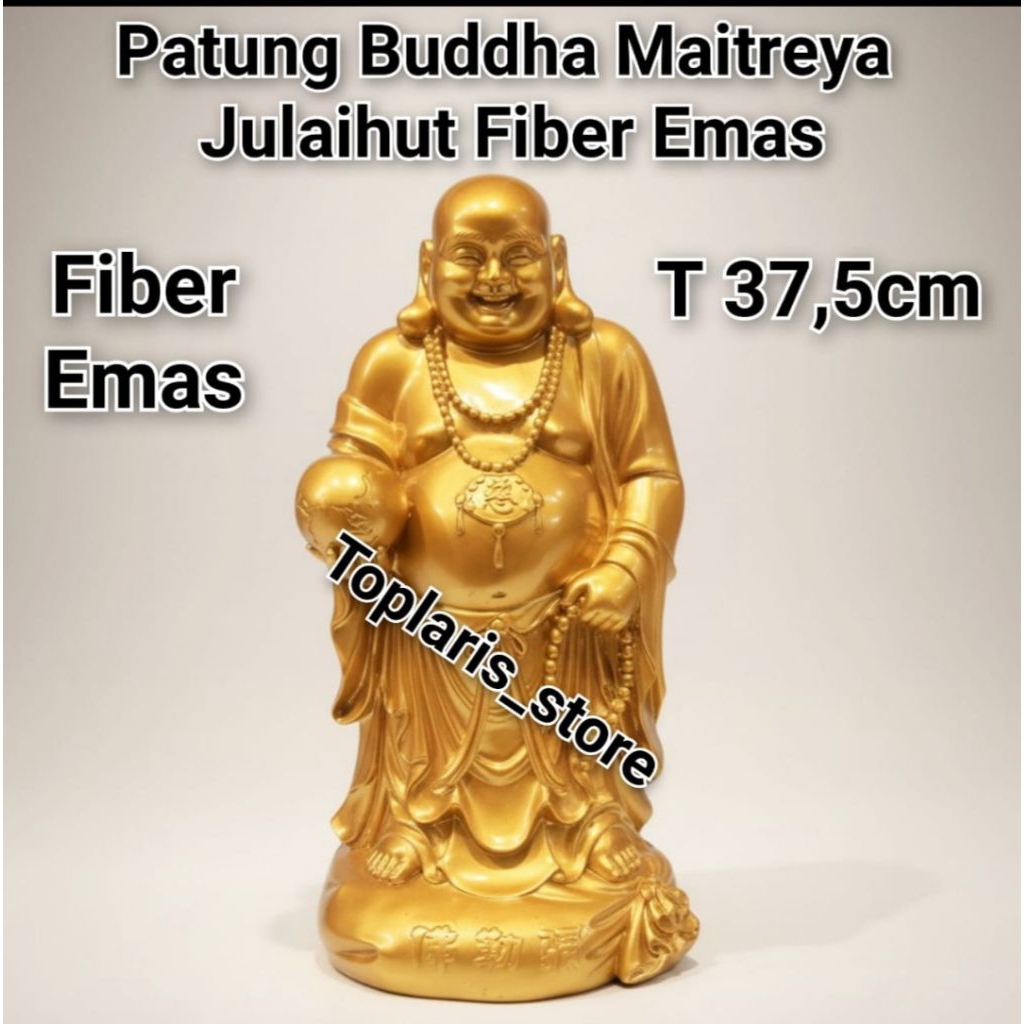 Patung Buddha Julaihut/Milekfo/Maitreya Fiber Emas