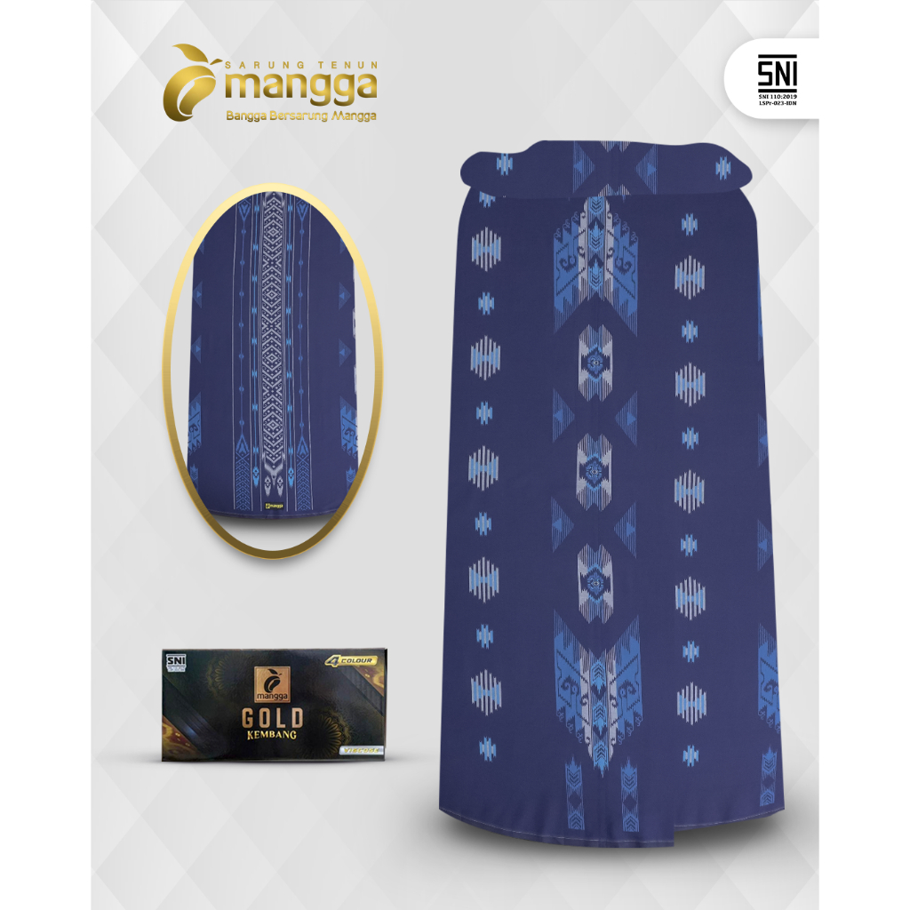 Sarung Mangga Gold Kembang 4 Warna Biru Silver GKE04
