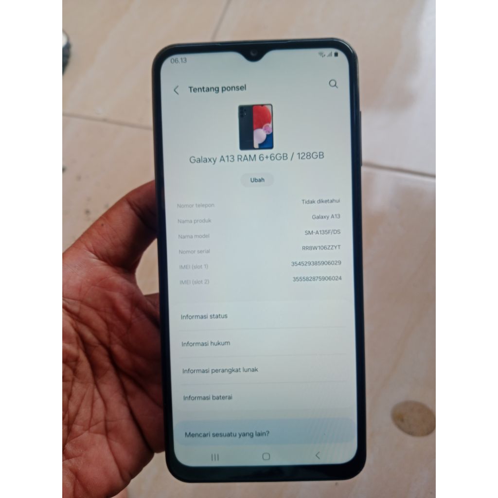 Samsung A13 original Second berkualitas ram 6+6/128