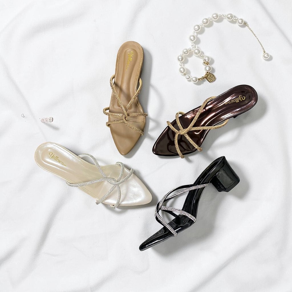KOENING LAYLA Sandal Wanita Heels 5CM Daily Permata Blink Blink Pijakan Empuk Model Kekinian Elegant