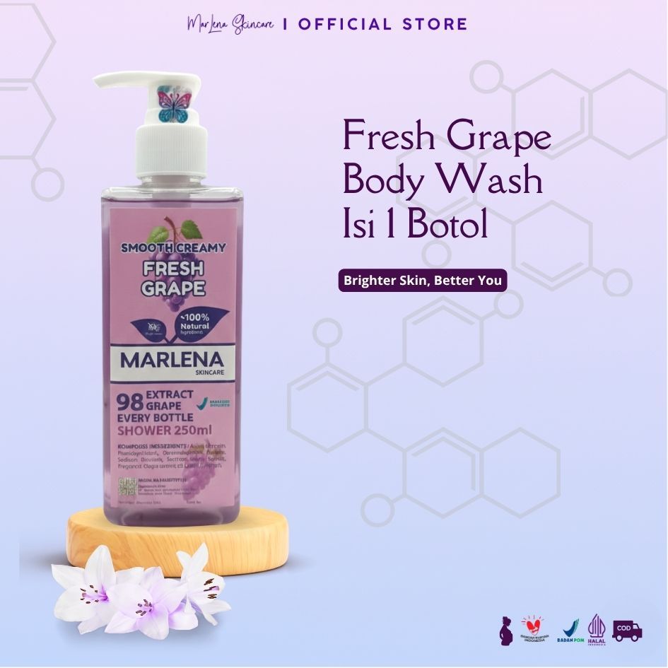 Marlena Skincare Grape Liquid Body Wash - Melembabkan & Menutrisi Kulit [ 1 pcs ]