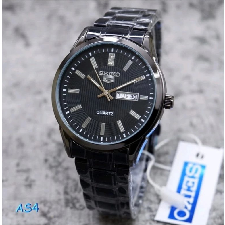 Jam Tangan Pria Seiko Romawi Rantai Tanggal Hari Aktif