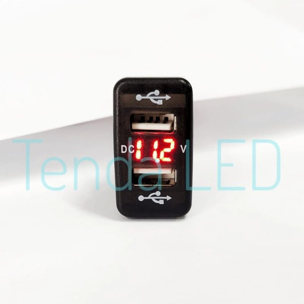 Car Charger USB 2 Port + LED Voltmeter Mobil Toyota avanza/innova/fortuner/yaris