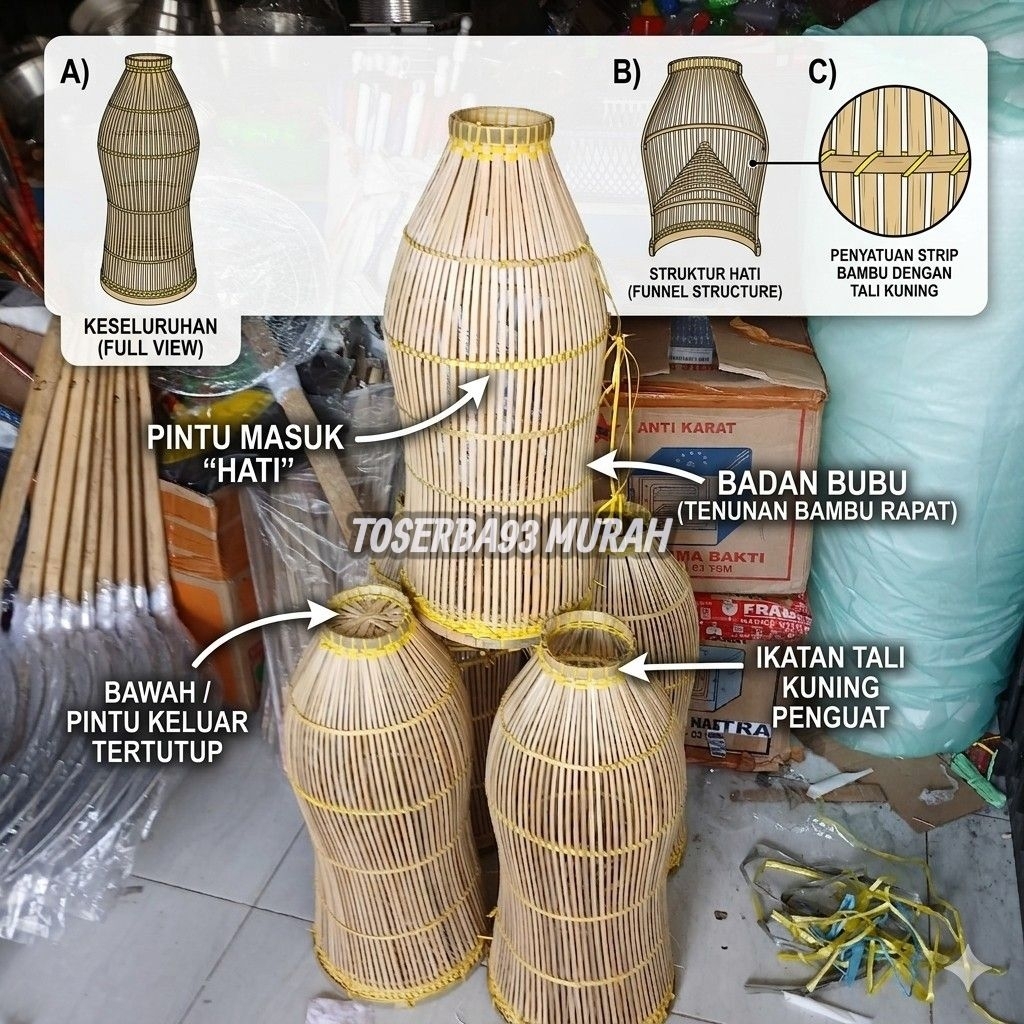 Bubu Perangkap Ikan/Alat Tangkap Ikan Udang Bubu Bambu Tradisional