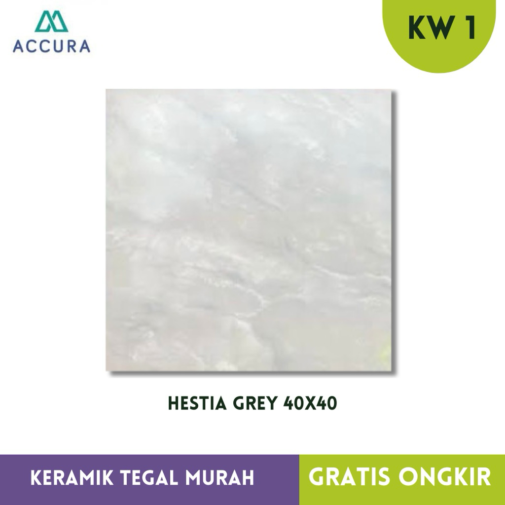 Keramik Lantai Abu Motif Hestia Grey 40x40 Accura Glossy KW1 Terjamin
