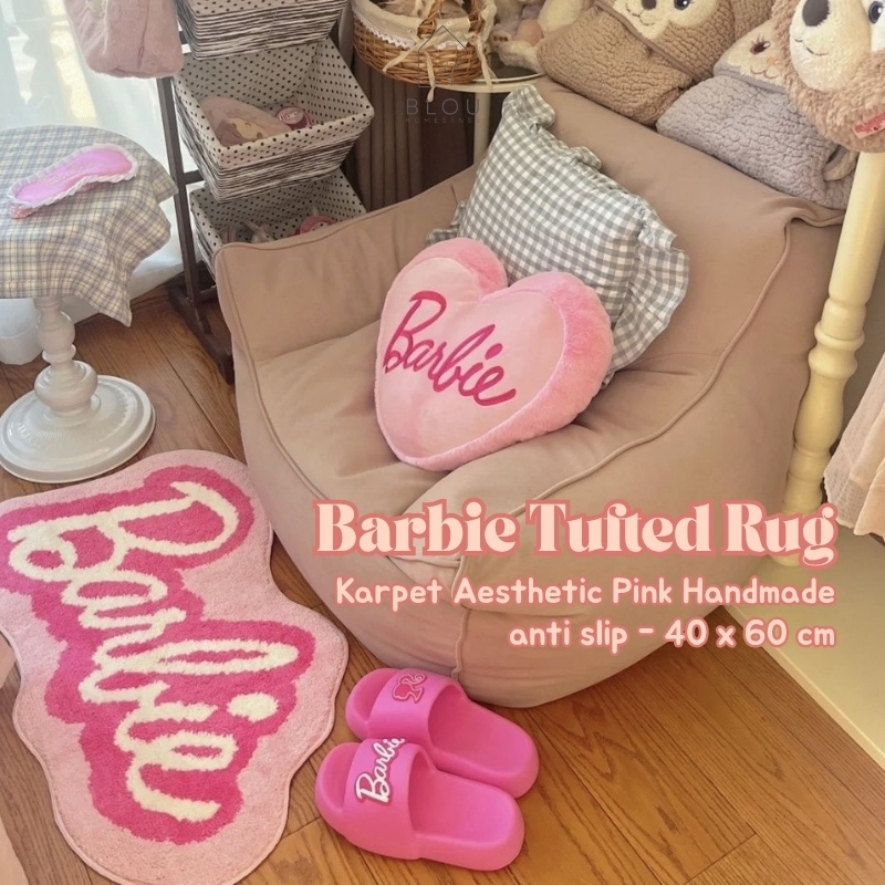 Blou Barbie Tufted Rug Karpet Aesthetic Pink Handmade Karpet Keset Unik untuk kamar tidur rumah Cant