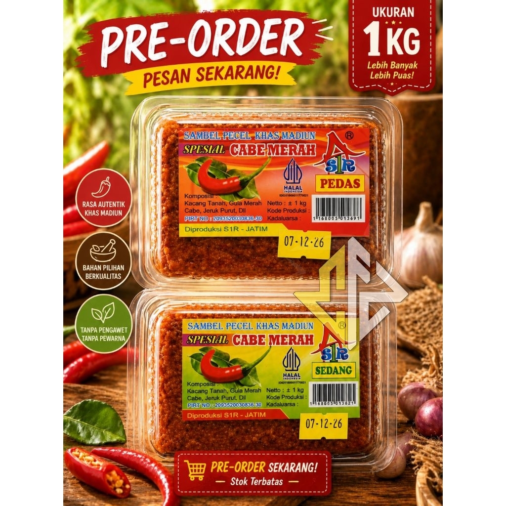 1kg Sambel Pecel Madiun , Sambel Pecel Cap Cabe Merah , Bumbu Pecel Khas Madiun, Sambel Kacang Madiu