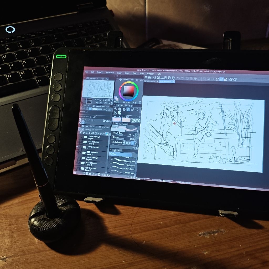 HUION KAMVAS 12 SECOND FULLSET – PEN DISPLAY 11.6” – NORMAL – BACA DESKRIPSI