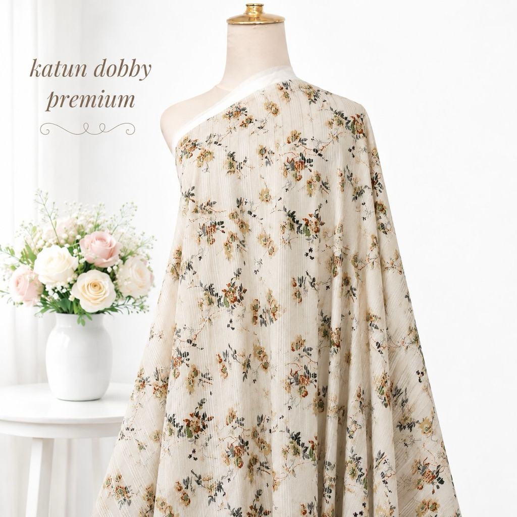 kain katun dobby premium motif  bunga kecil