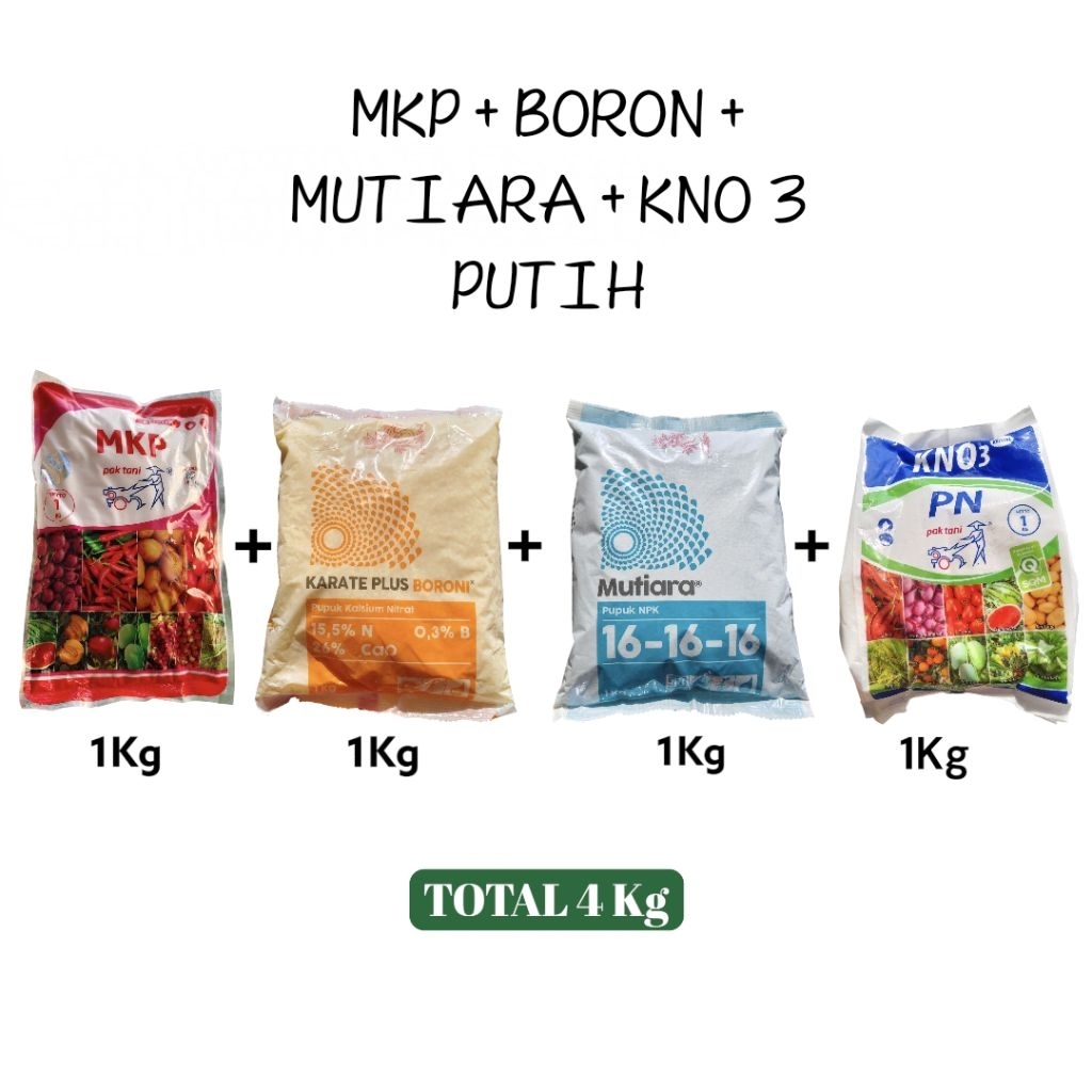PAKET PUPUK 4 KG MKP NPK KNO3 & BORON PAKET PUPUK PEMBUAHAN