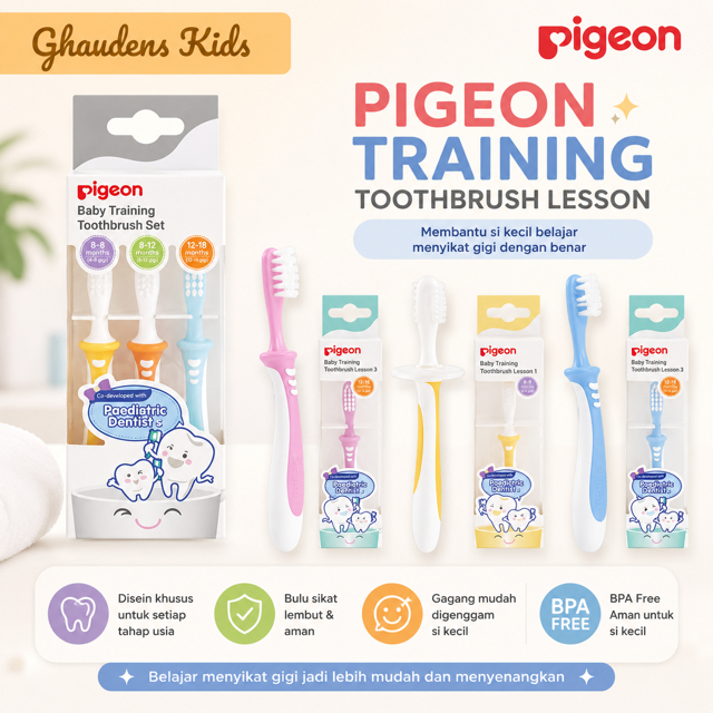 Pigeon Training Toothbrush Lesson 1 2 3 Set Mix /Sikat Gigi Bayi Pigeon