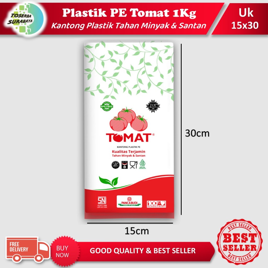 (GROSIR) Kantong Plastik PE Tomat 15x30 (1 Kg) - Tahan Minyak & Santan